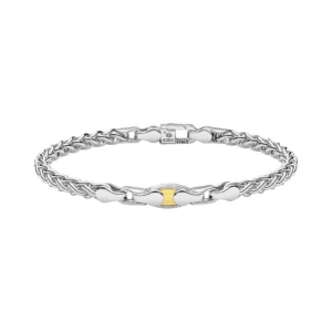 Bracciale catena Zancan Alpha da uomo in argento e oro giallo ESB394G